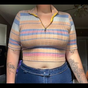 Urban Outfitters retro quarter zip crop top